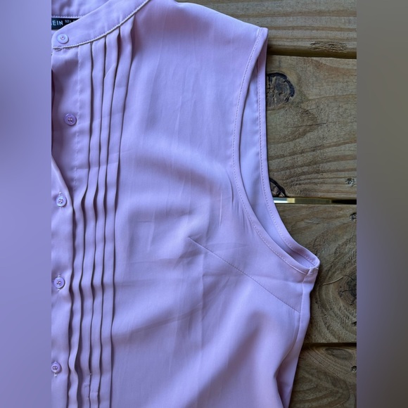 SHEIN mock neck button front sleeveless pink large blouse - Picture 3 of 16